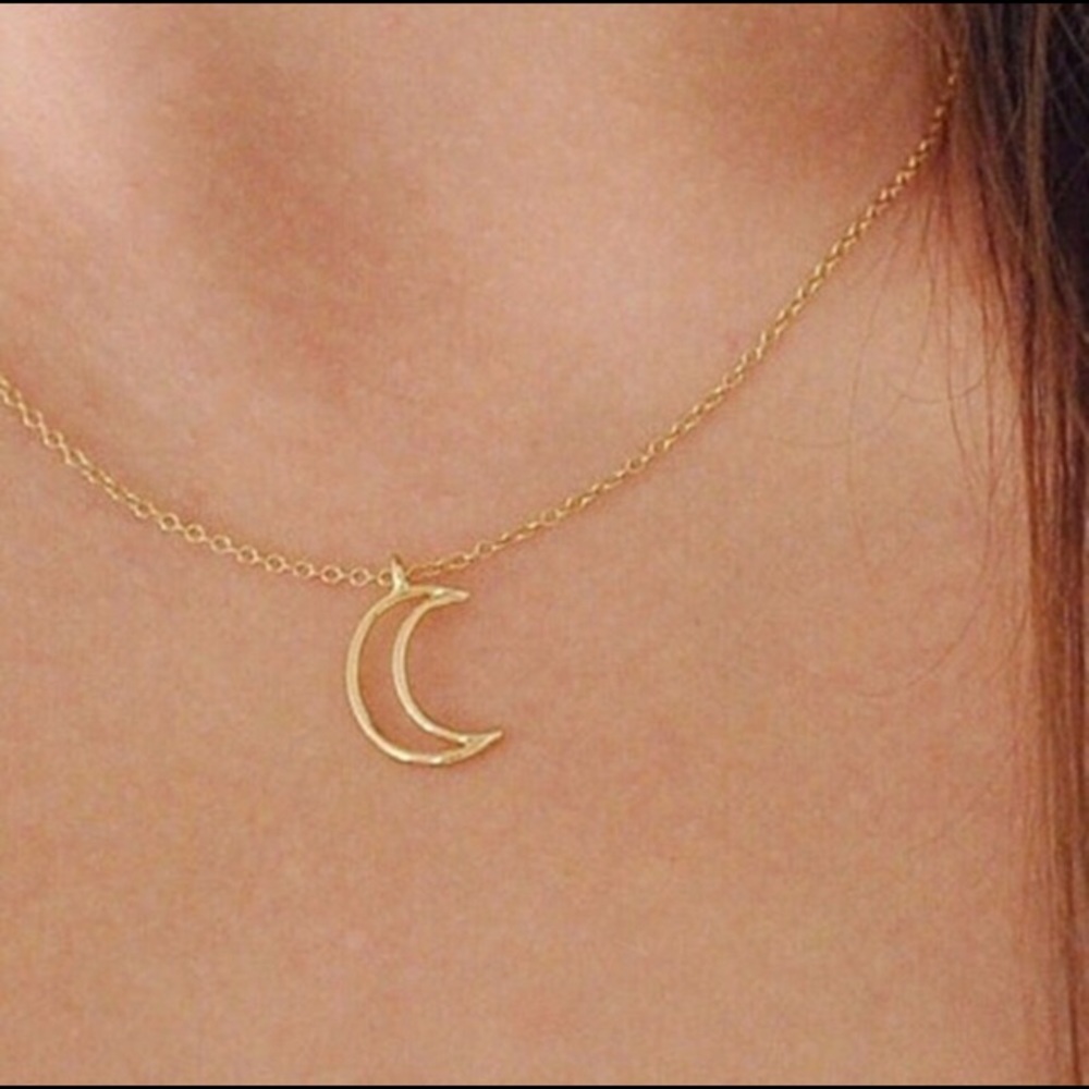 CRESCENT MOON Gold Color Pendant - Picture 2 of 2